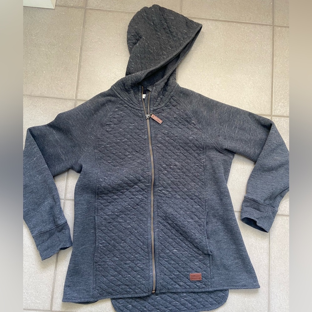 Dark gray L.L. Bean quilted zip-up sweatshirt with hood